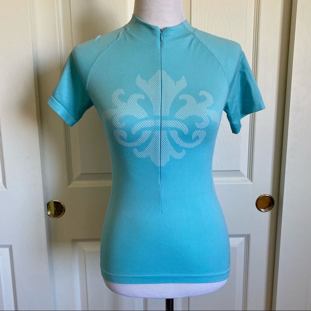 Womens SheBeest Light Blue Half Zip Short‎ Sleeve Cycling Jersey Size Small